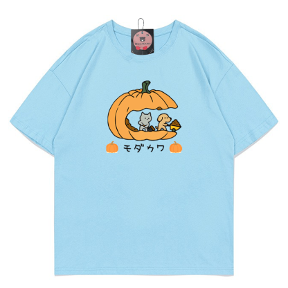 Pfoten Kürbisse Kätzchen Welpe Halloween Grafik T-Shirt - Blue - 5XL - image 10