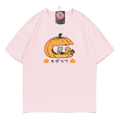 Pfoten Kürbisse Kätzchen Welpe Halloween Grafik T-Shirt - Pink - 5XL - image 2