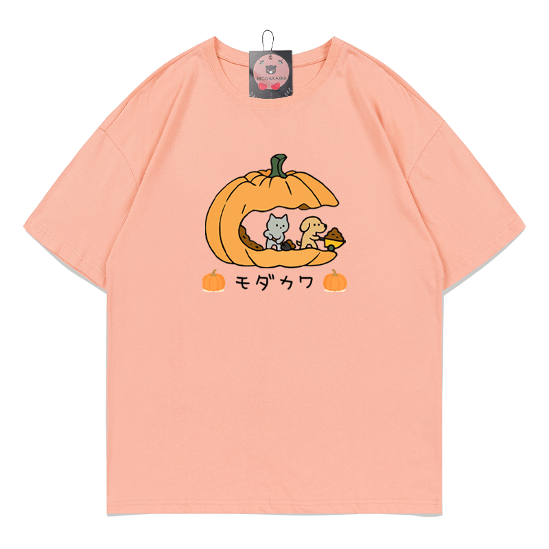 Pfoten Kürbisse Kätzchen Welpe Halloween Grafik T-Shirt - Peach - 5XL - image 7
