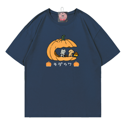 Pfoten Kürbisse Kätzchen Welpe Halloween Grafik T-Shirt - Purplish Blue - 5XL - image 6