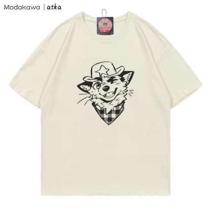 MODAKAWA X atka Cowboy Fox Winking Graphic T-Shirt - Beige - 5XL - image 1