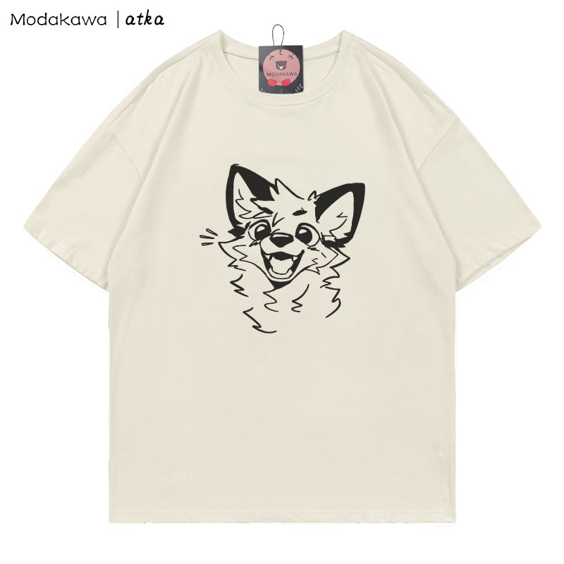 MODAKAWA X atka Cheerful Fox Grafik-T-Shirt - Beige - 5XL - image 2
