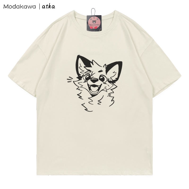 MODAKAWA X atka Cheerful Fox Grafik-T-Shirt - Beige - 5XL - image 2
