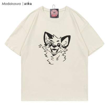MODAKAWA X atka Cheerful Fox Grafik-T-Shirt - Beige - 5XL - image 2