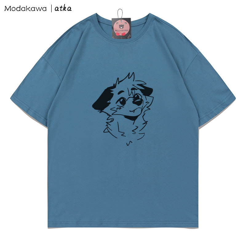 MODAKAWA X atka Anticipating Fox Grafik-T-Shirt - Dark Dusty Blue - 5XL - image 5