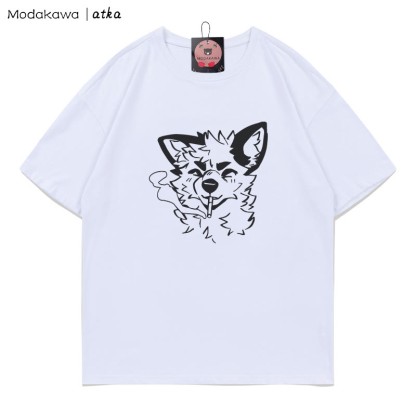 MODAKAWA X atka Fox Smoking Graphic T-Shirt - White - 5XL - image 3