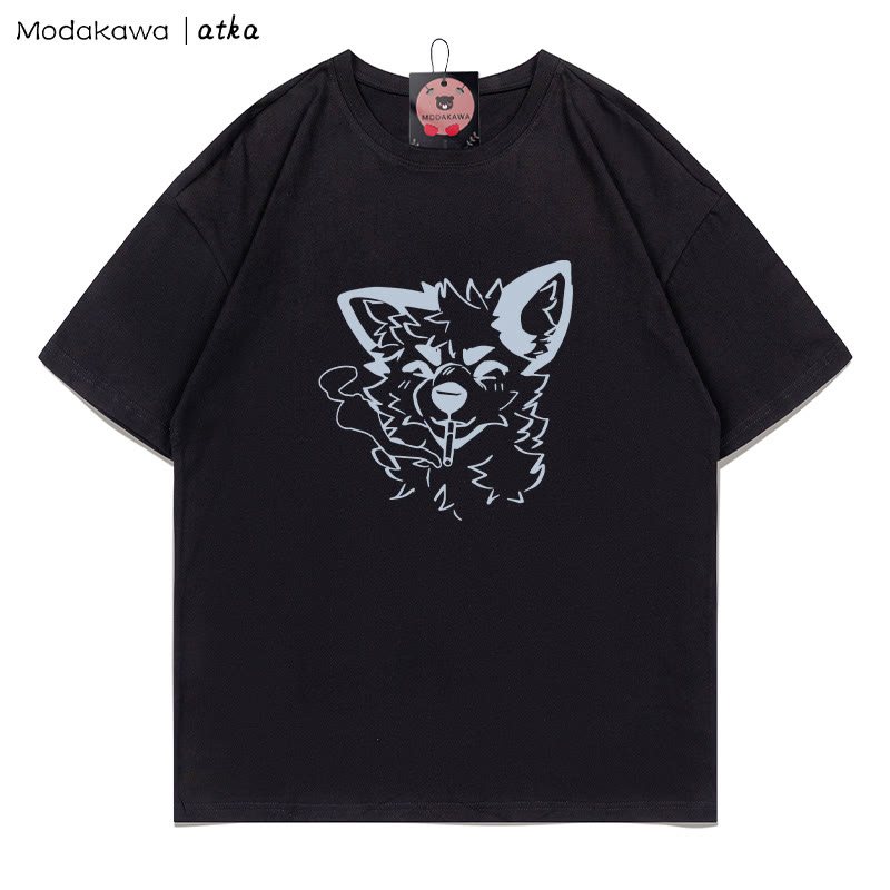 MODAKAWA X atka Fox Smoking Graphic T-Shirt - Black - 5XL - image 4