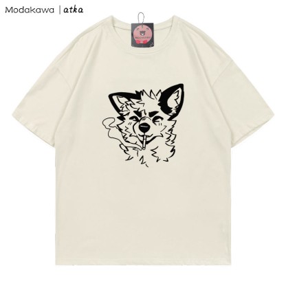 MODAKAWA X atka Fox Smoking Graphic T-Shirt - Beige - 5XL - image 2