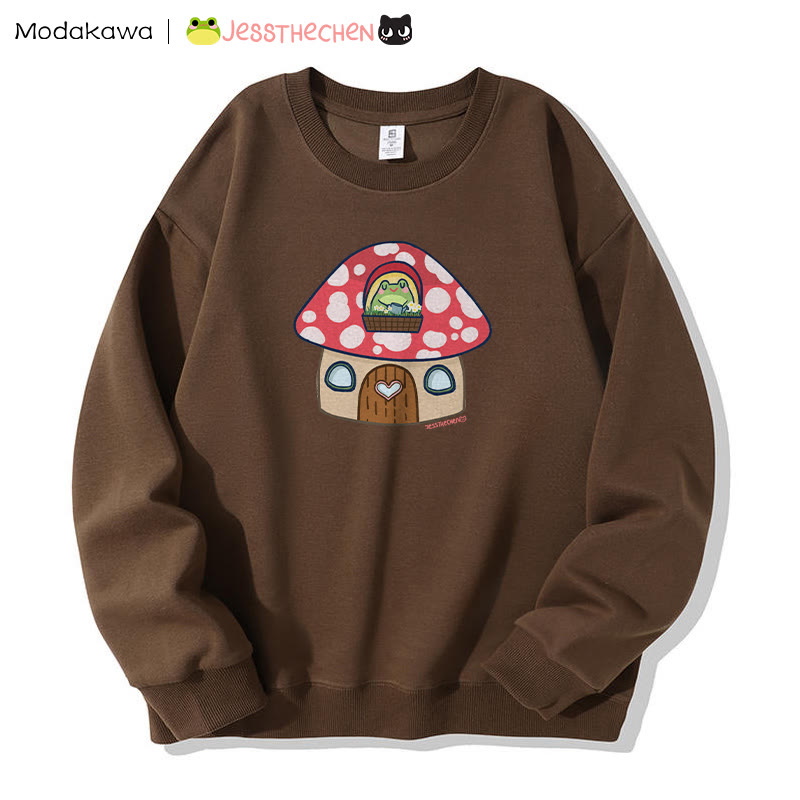 MODAKAWA X jessthechen Frog In Mushroom House Grafik-Sweatshirt - Brown - 5XL - image 3