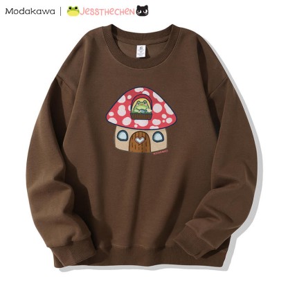 MODAKAWA X jessthechen Frog In Mushroom House Grafik-Sweatshirt - Brown - 5XL - image 3