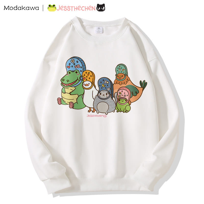 MODAKAWA X jessthechen Animal Friends Grafik-Sweatshirt - White - 5XL - image 2