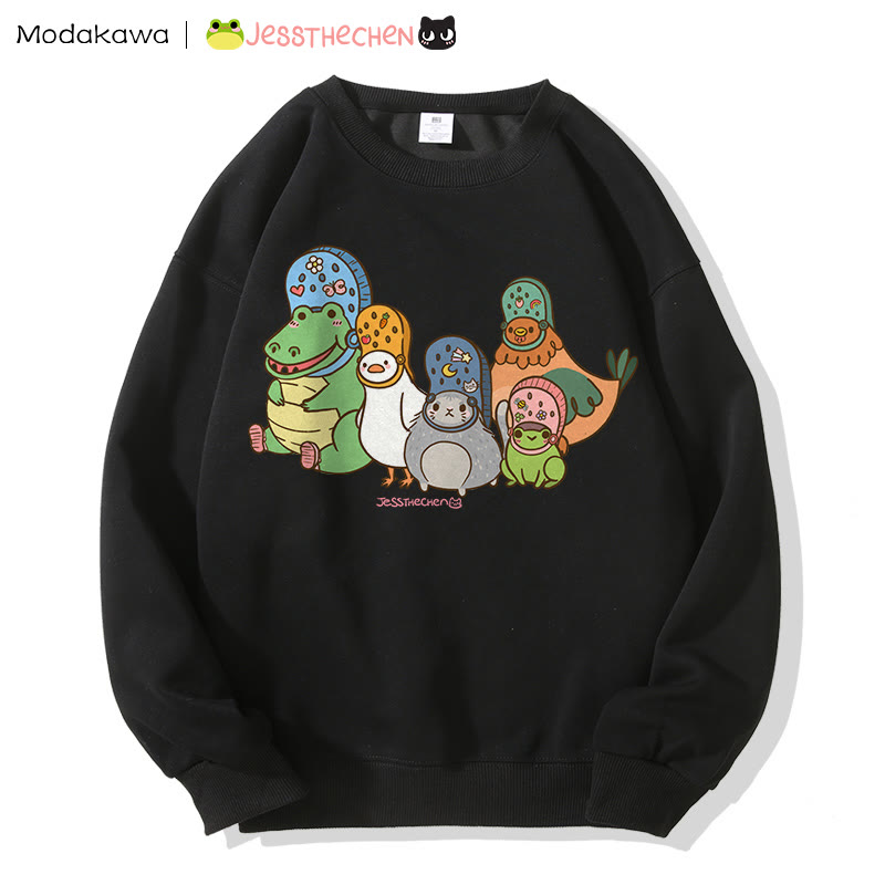 MODAKAWA X jessthechen Animal Friends Grafik-Sweatshirt - Black - 5XL - image 1
