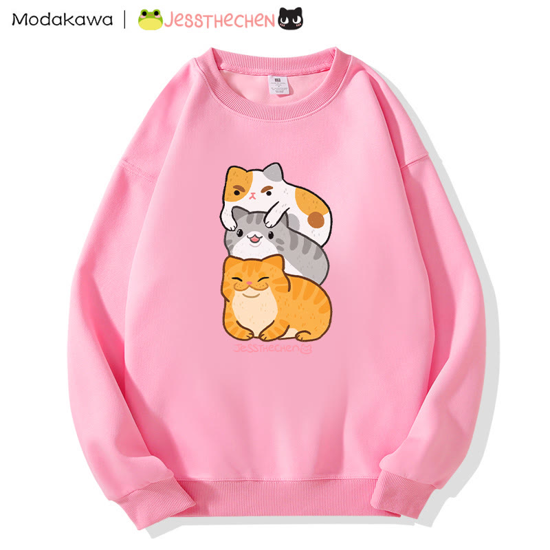 MODAKAWA X jessthechen Stacked Kitty Graphic Sweatshirt - Pink - 5XL - image 2