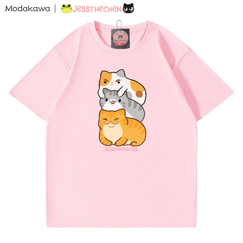 MODAKAWA X jessthechen Stacked Kitty Grafik-T-Shirt - Pink - 5XL - image 2