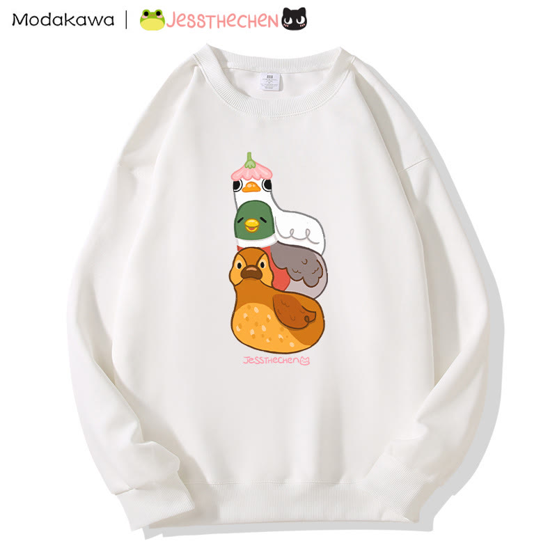 MODAKAWA X jessthechen Stacked Ducklings Graphic Sweatshirt - White - 5XL - image 2