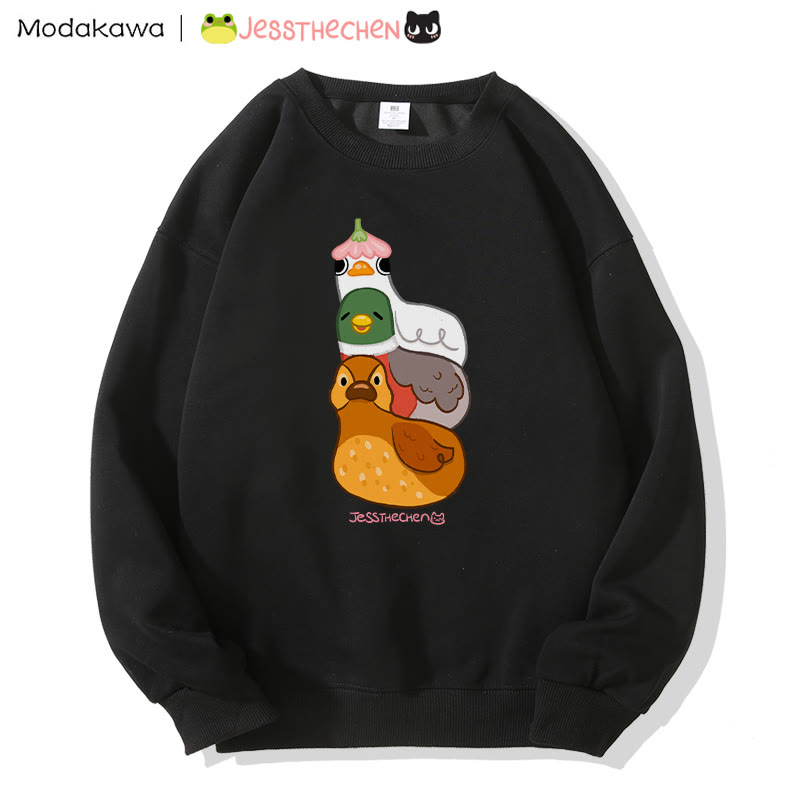 MODAKAWA X jessthechen Stacked Ducklings Graphic Sweatshirt - Black - 5XL - image 1