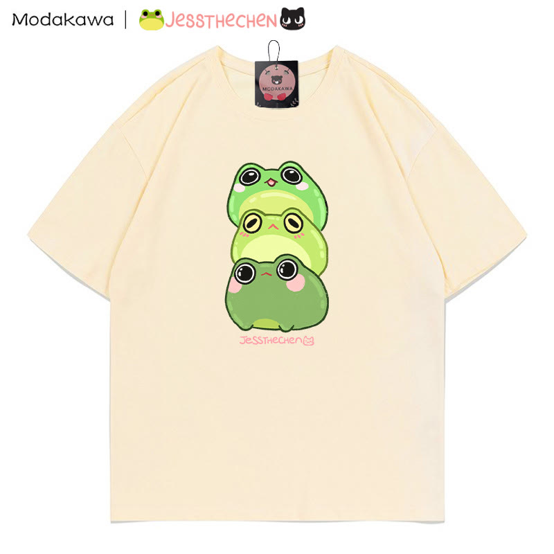 MODAKAWA X jessthechen Stacked Frog Grafik-T-Shirt - Apricot - 5XL - image 2