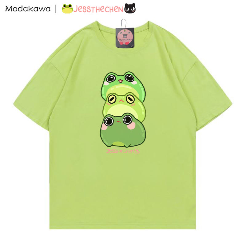 MODAKAWA X jessthechen Stacked Frog Grafik-T-Shirt - Green - 5XL - image 1