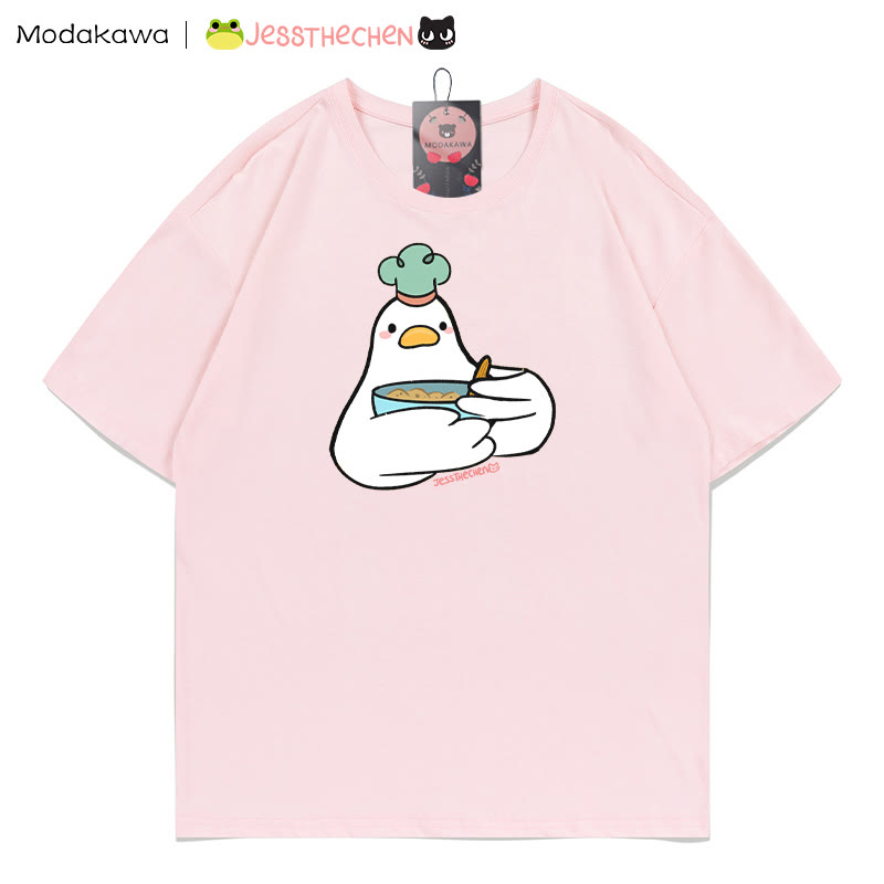 MODAKAWA X jessthechen Duck Chef Grafik-T-Shirt - Pink - 5XL - image 2