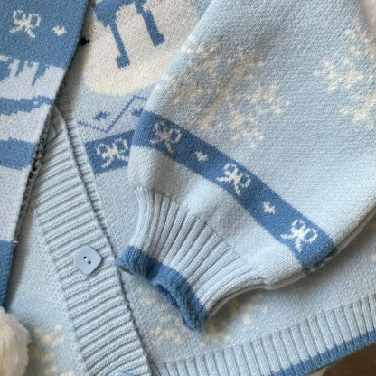 Schal mit Schneemannmuster, Strickjacke, karierte Hose, passendes Outfit - image 5