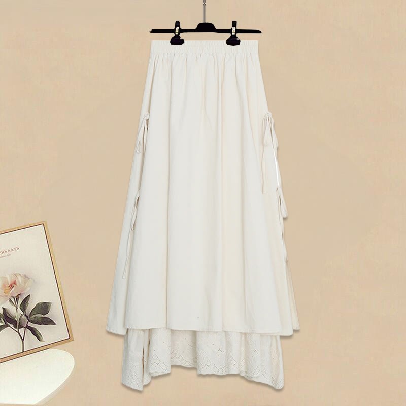 Strickpullover mit Schnürung, passender Spitzenrock und Outfit - Skirt - XL - image 3