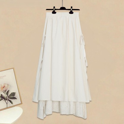 Strickpullover mit Schnürung, passender Spitzenrock und Outfit - Skirt - XL - image 3