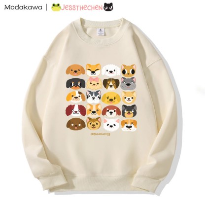 MODAKAWA X jessthechen Sweatshirt mit Welpenprint im Graffiti-Stil und Rundhalsausschnitt - Apricot - 5XL - image 2
