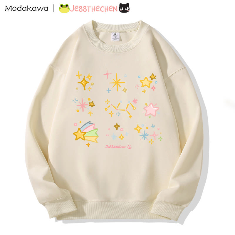 MODAKAWA X jessthechen Sweatshirt mit Sternenprint und Rundhalsausschnitt - Apricot - 5XL - image 2