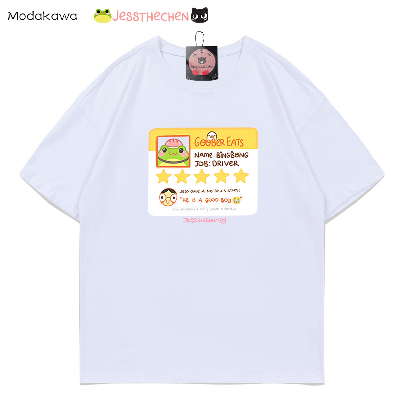MODAKAWA X jessthechen GOOBER EATS Review Card Graphic T-shirt - White - 5XL - image 2