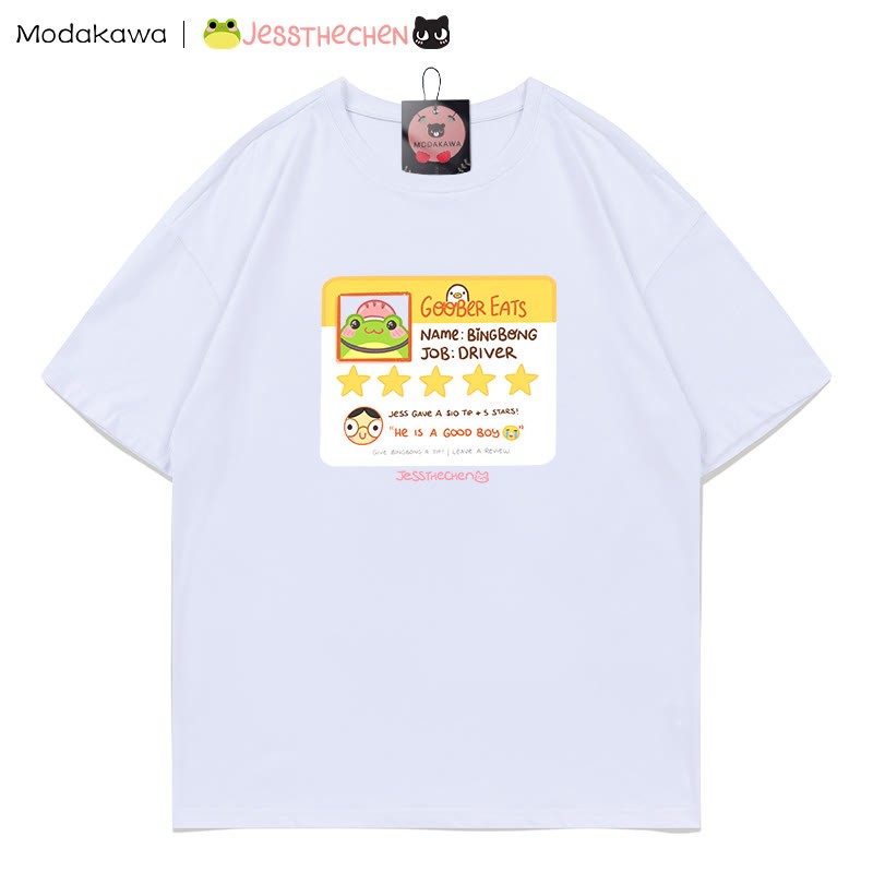 MODAKAWA X jessthechen GOOBER EATS Review Card Graphic T-shirt - White - 5XL - image 2