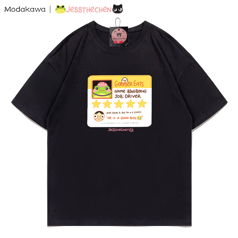 MODAKAWA X jessthechen GOOBER EATS Review Card Graphic T-shirt - Black - 5XL - image 1