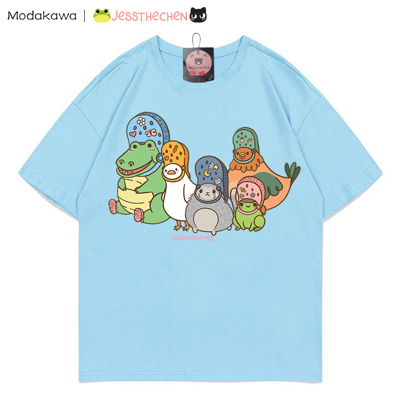 MODAKAWA X jessthechen Animal Friends Grafik-T-Shirt - Blue - 5XL - image 2