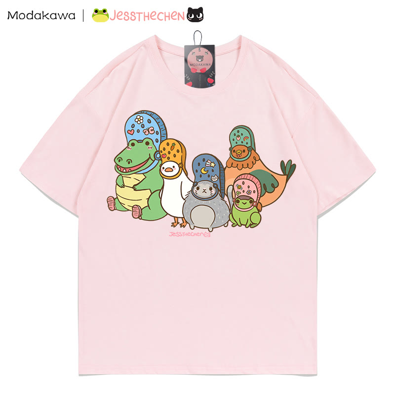 MODAKAWA X jessthechen Animal Friends Grafik-T-Shirt - Pink - 5XL - image 1