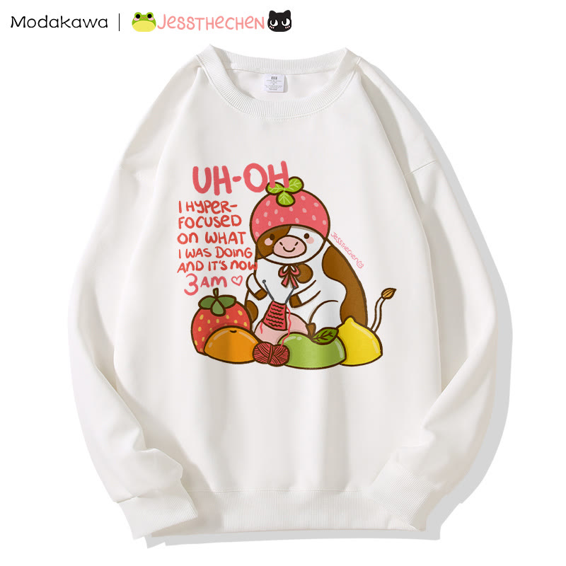 MODAKAWA X jessthechen Fruit Cow Graphic Sweatshirt - White - 5XL - image 2
