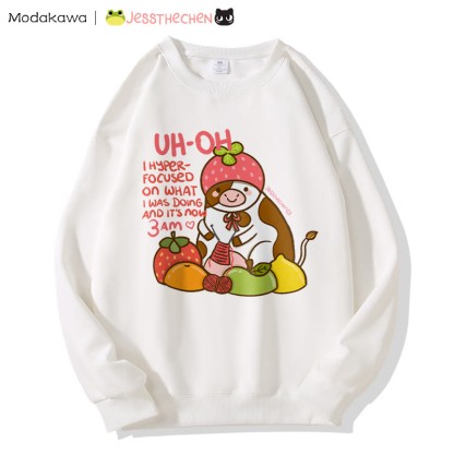 MODAKAWA X jessthechen Fruit Cow Graphic Sweatshirt - White - 5XL - image 2