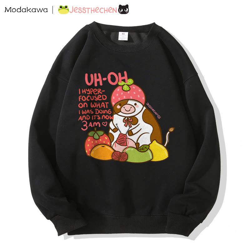 MODAKAWA X jessthechen Fruit Cow Graphic Sweatshirt - Black - 5XL - image 1