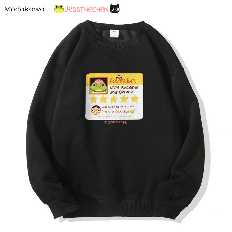 MODAKAWA X jessthechen GOOBER EATS Review Card Graphic Sweatshirt - Black - 5XL - image 2