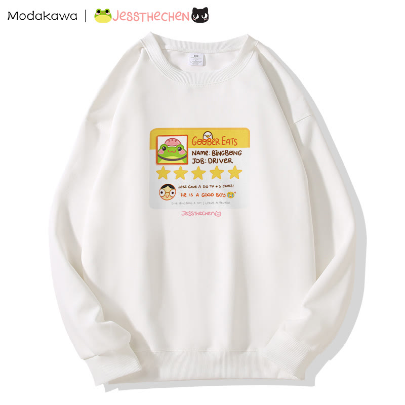 MODAKAWA X jessthechen GOOBER EATS Review Card Graphic Sweatshirt - White - 5XL - image 1