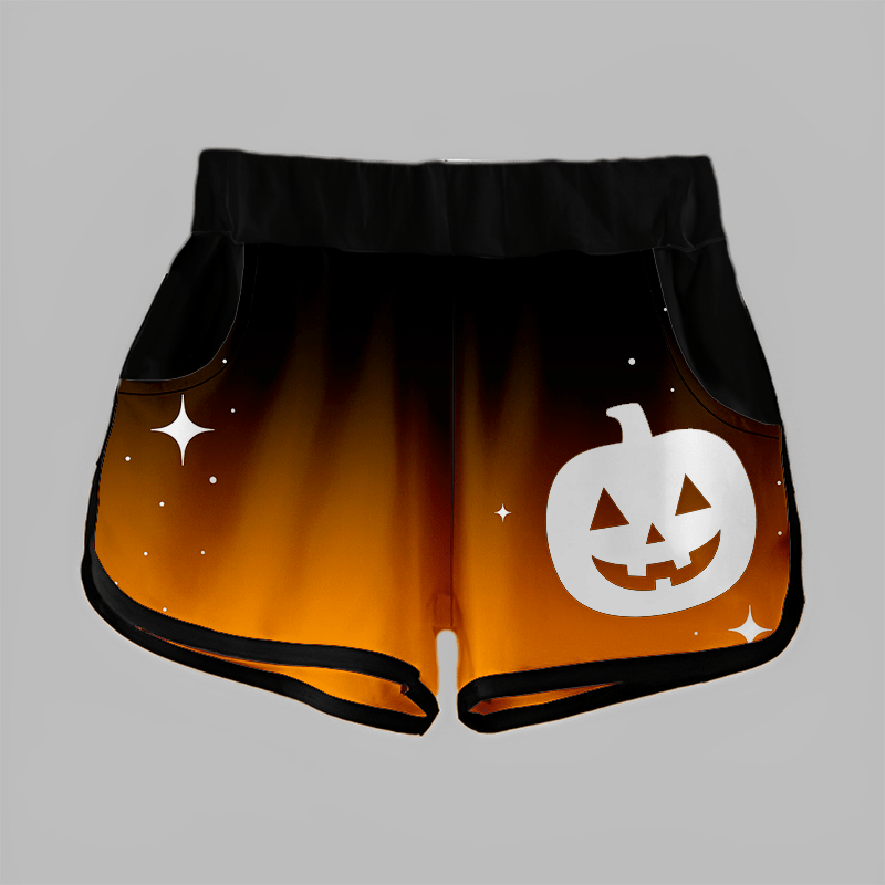 Halloween-Shorts mit Kürbis-Farbverlauf - Black&Orange - 5XL - image 1