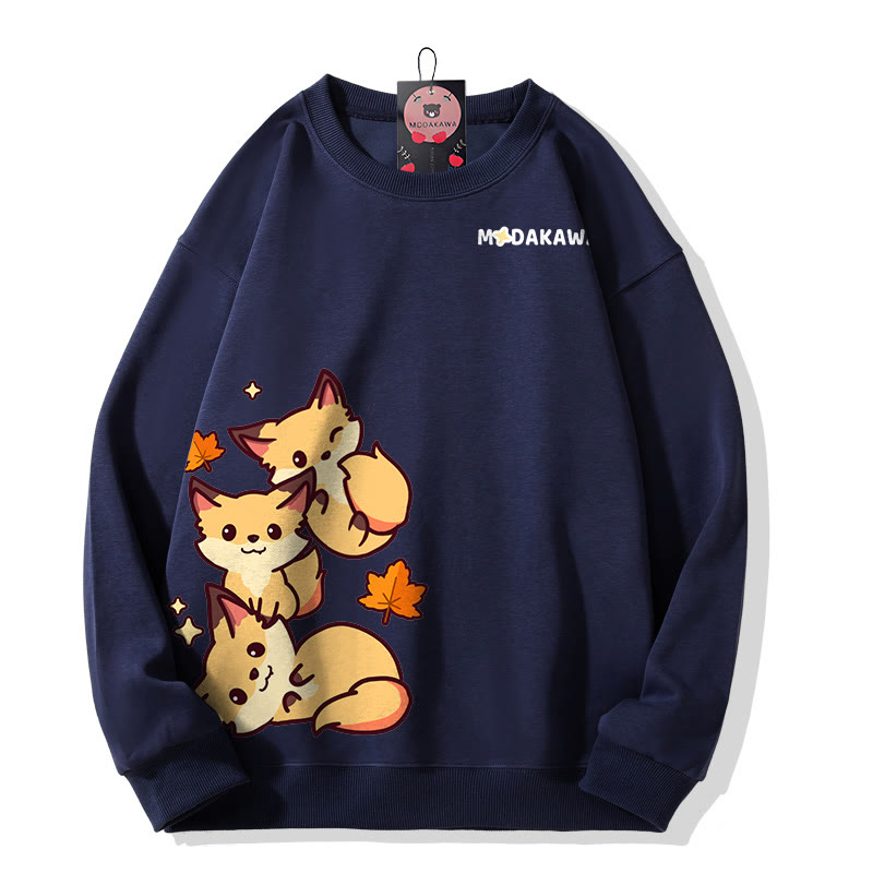 MODAKAWA Sweatshirt mit gestapeltem Fuchs-Grafik - Purplish Blue - 5XL - image 2