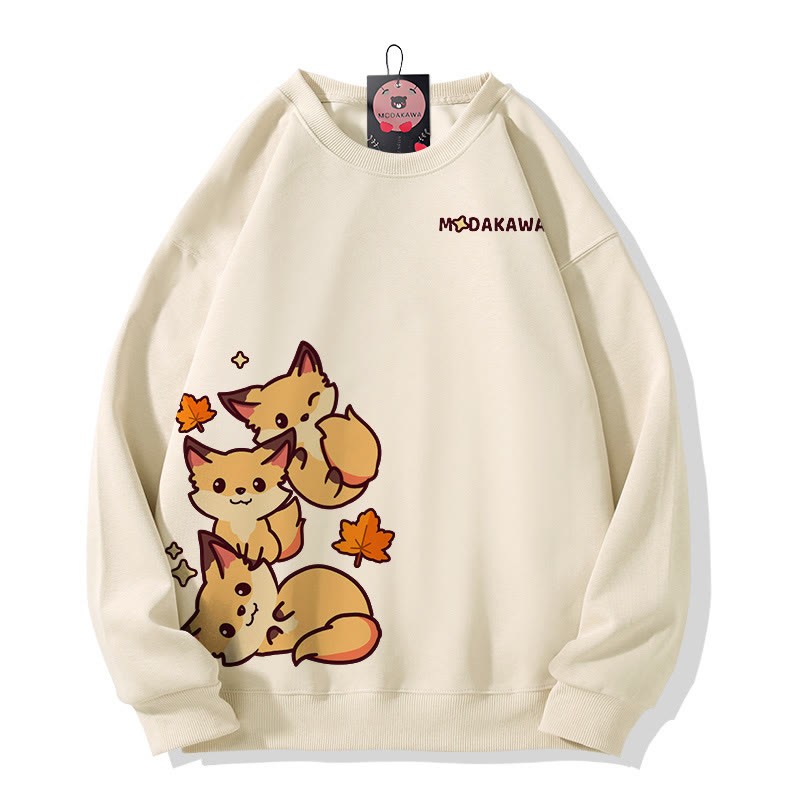 MODAKAWA Sweatshirt mit gestapeltem Fuchs-Grafik - Apricot - 5XL - image 1
