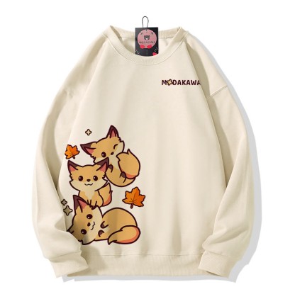 MODAKAWA Sweatshirt mit gestapeltem Fuchs-Grafik - Apricot - 5XL - image 1