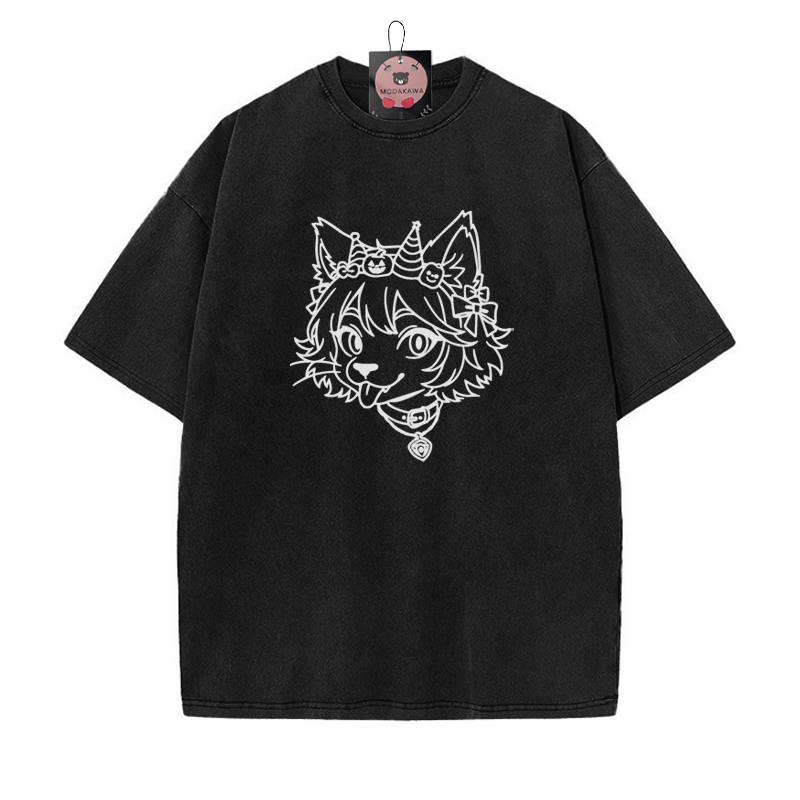 Unisex-T-Shirt mit Fox-Grafik und Vintage-Waschung - Schwarz - 5XL - image 5