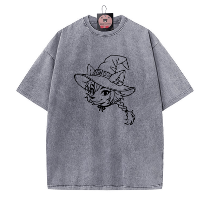 Unisex-T-Shirt mit Fox-Grafik und Vintage-Waschung - Grau - 5XL - image 1