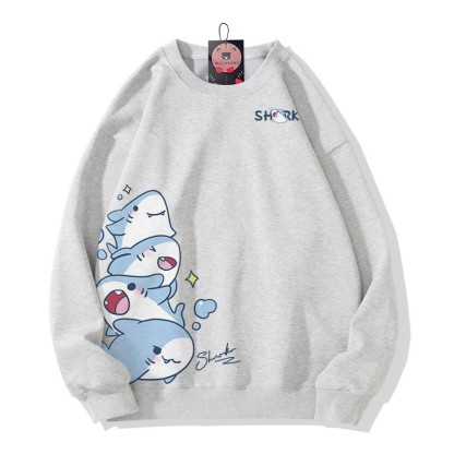 MODAKAWA Sweatshirt mit gestapeltem Hai-Motiv - Grey - 5XL - image 2