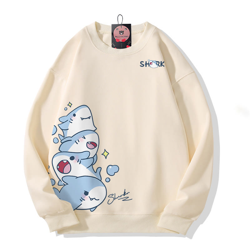 MODAKAWA Sweatshirt mit gestapeltem Hai-Motiv - Apricot - 5XL - image 1