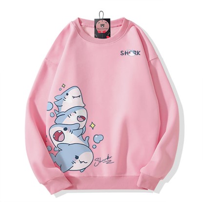 MODAKAWA Sweatshirt mit gestapeltem Hai-Motiv - Pink - 5XL - image 3