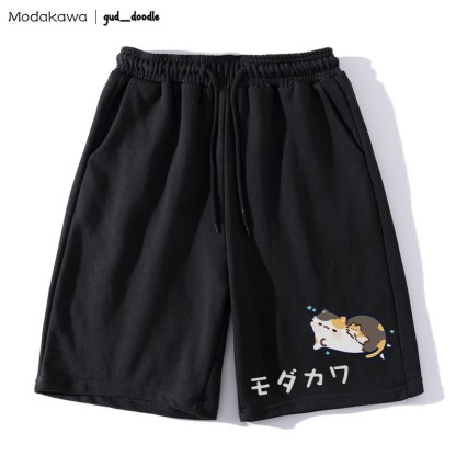 MODAKAWA x gud_doodle Shorts mit Kätzchen-Grafik - Schwarz - 5XL - image 2