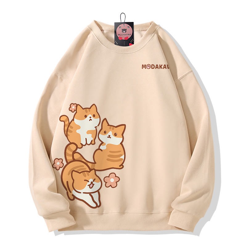 MODAKAWA Sweatshirt mit Katzenmotiv - Beige - 5XL - image 2