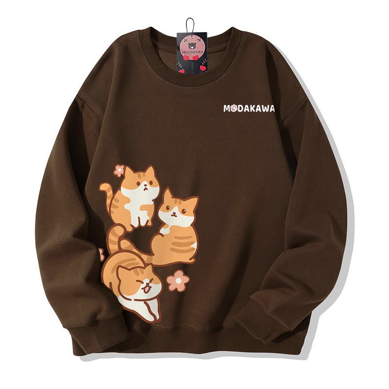 MODAKAWA Sweatshirt mit Katzenmotiv - Brown - 5XL - image 1